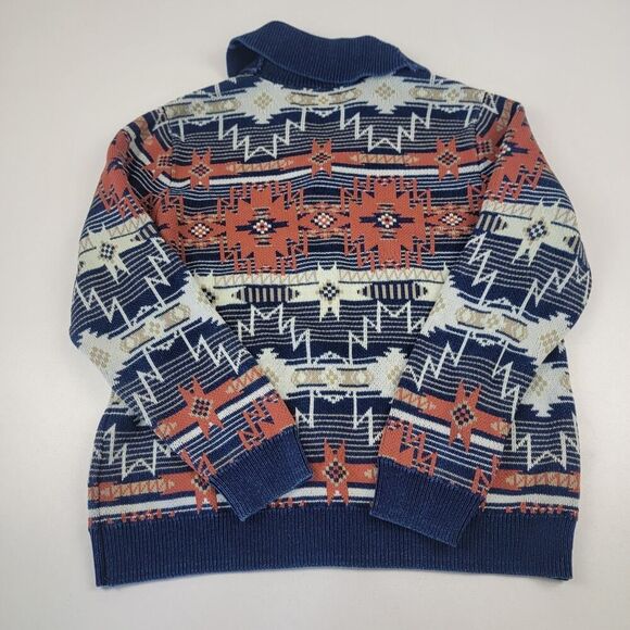 Lucky Brand Southwestern Print Shawl Cardigan Aztec Tribal Mens L Chunky Heavy - Picture 13 of 14